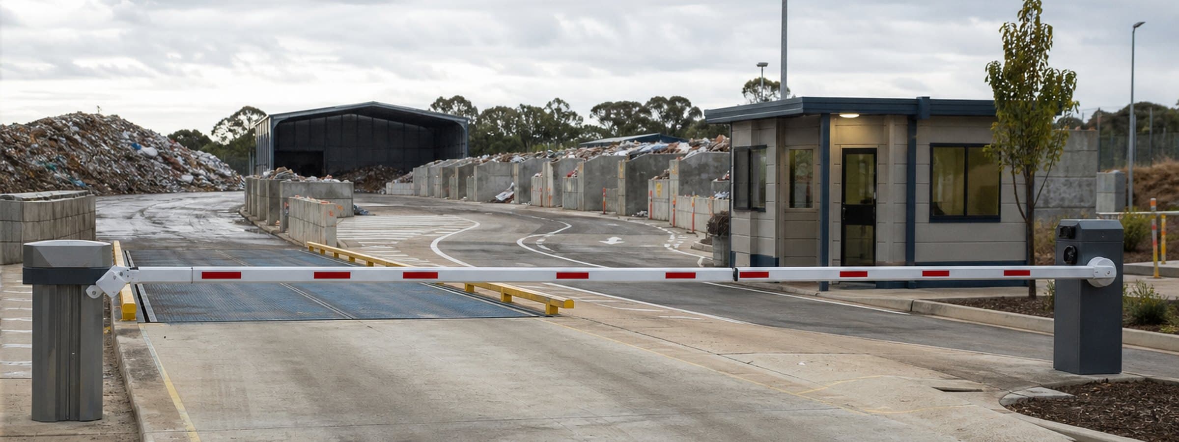 Entry gate and weighbridge at a recycling site